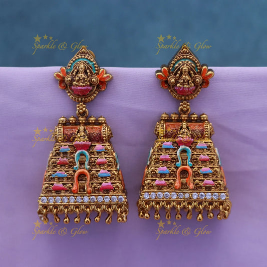 Gold Polish Trending Lakshmi Earrings